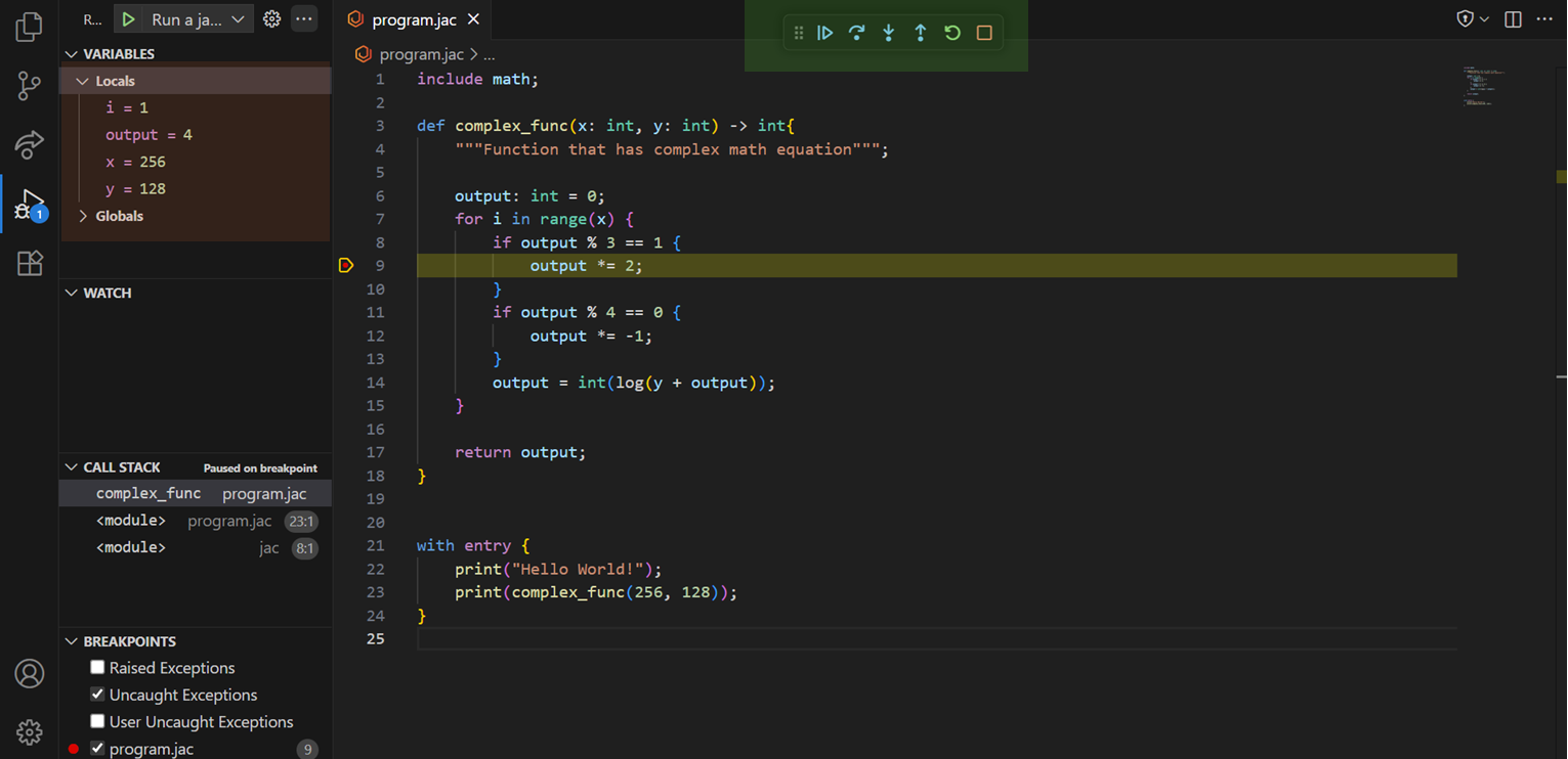 Options with debugger